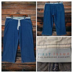 NWT First Issue Vintage Capri Jeans 18 Pedal Pusher Blue Denim Liz Claiborne